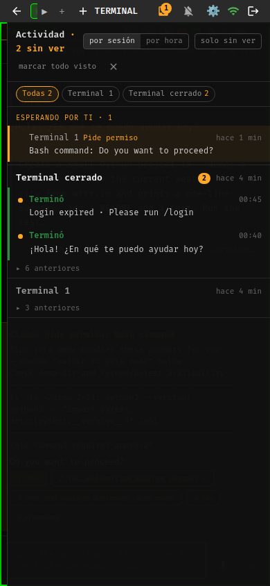 MuxTerm on a phone in conversation view