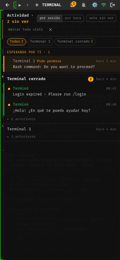 MuxTerm on a phone in terminal view with the special-keys toolbar